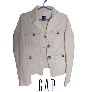 Gap White Cotton Button Jacket
